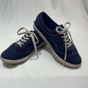 Keds Blue Canvas & Leather Sneakers with White Laces